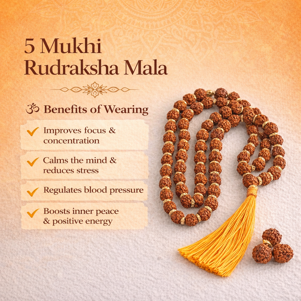 5 Mukhi Rudraksha Mala.